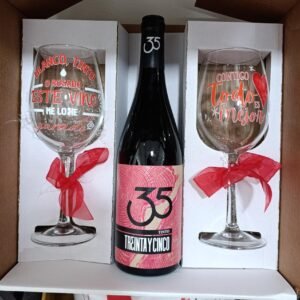 Pack 2 copas y vino